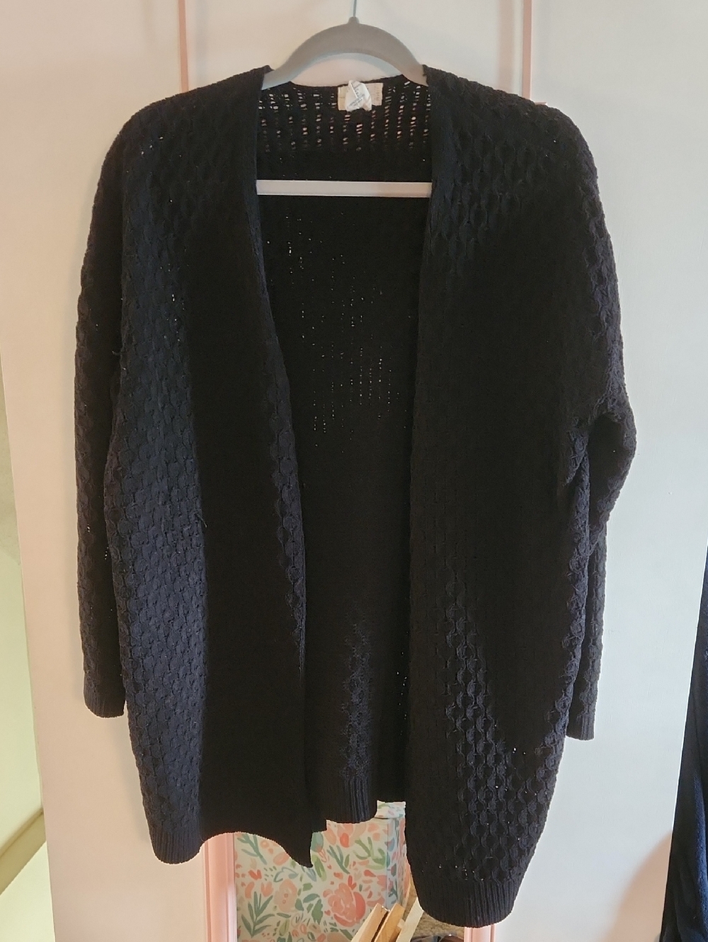 Nicole Miller Black Open-Front Knit Cardigan